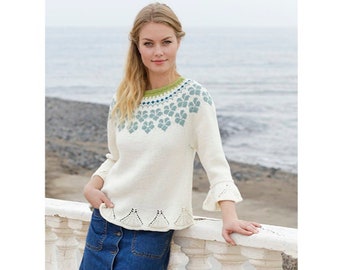Suéter Fair Isle tricotado à mão: suéter de lã nórdica