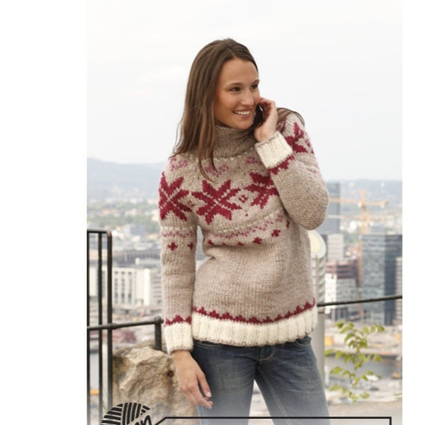 Hand knitted women's nordic jumper, chunky sweater, nordic sweater, norwegian sweater, striped jumper. Hand made jumper, fair isle sweater.