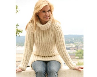 Hand-Knitted Wool Turtleneck Jumper: Chunky Knit Sweater