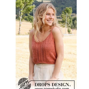 Hand Knitted Cotton Tank Top - Stylish Summer Top - Cotton V Neck Top - Summer Cotton Top - Artisan Cotton Top - Casual Summer Top