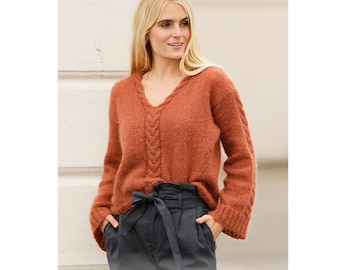 Donna Vestiti Maglioni e pullover Maglioni Pullover con scollo a V Mano Pullover con scollo a V Maglione in lana fatto a mano 