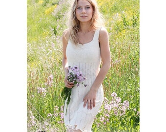 Hand-Knitted Cotton Summer Dress: Sleeveless Zig-Zag Design