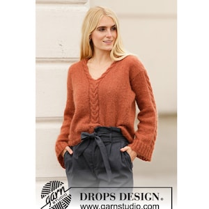 Handgestrickter Pullover aus Alpaka und Seide, Pullover mit Zopfmuster, gemütlicher Strickpullover, handgemachter Pullover.