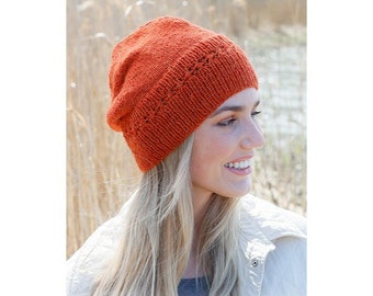 Hand knit women's hat in alpaca.