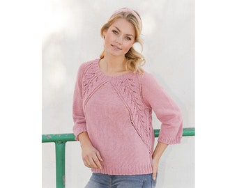 Handknit women's cotton sweater, Spring sweater, Summer cotton jumper, hand made sweater.