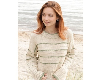 Maglione da donna lavorato a mano in cotone, viscosa, lino, primavera estate