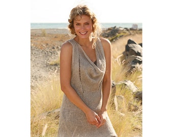 Handknit Cotton Linen Tunic: Bohemian Lace Beach Cover-Up