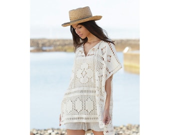 Handmade Cotton Crochet Poncho: Bohemian Lace Shrug
