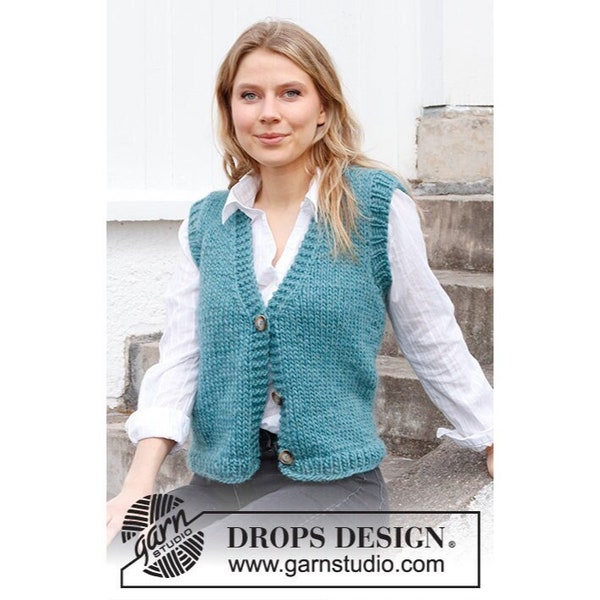 Chunky Knitted Wool V Neck Sweater Vest, Hand Knitted Wool Vest, Sleeveless Jumper, Women's Fashion Clothing