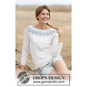 Spring Summer Hand knitted women&#39;s nordic jumper in merino wool