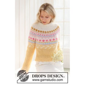 Women&#39;s nordic jumper , striped jumper in alpaca and silk, fair isle sweater, norwegian sweater.
