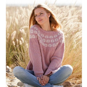 Hand Knitted Icelandic Sweater - Hand Knitted Sweater - Knitted Wool Sweater - Nordic Wool Jumper - Women Nordic Sweater