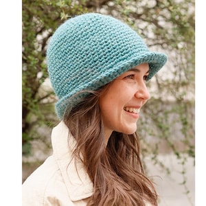 Hand Crocheted Wool Cloche Hat - Womens Winter Beanie