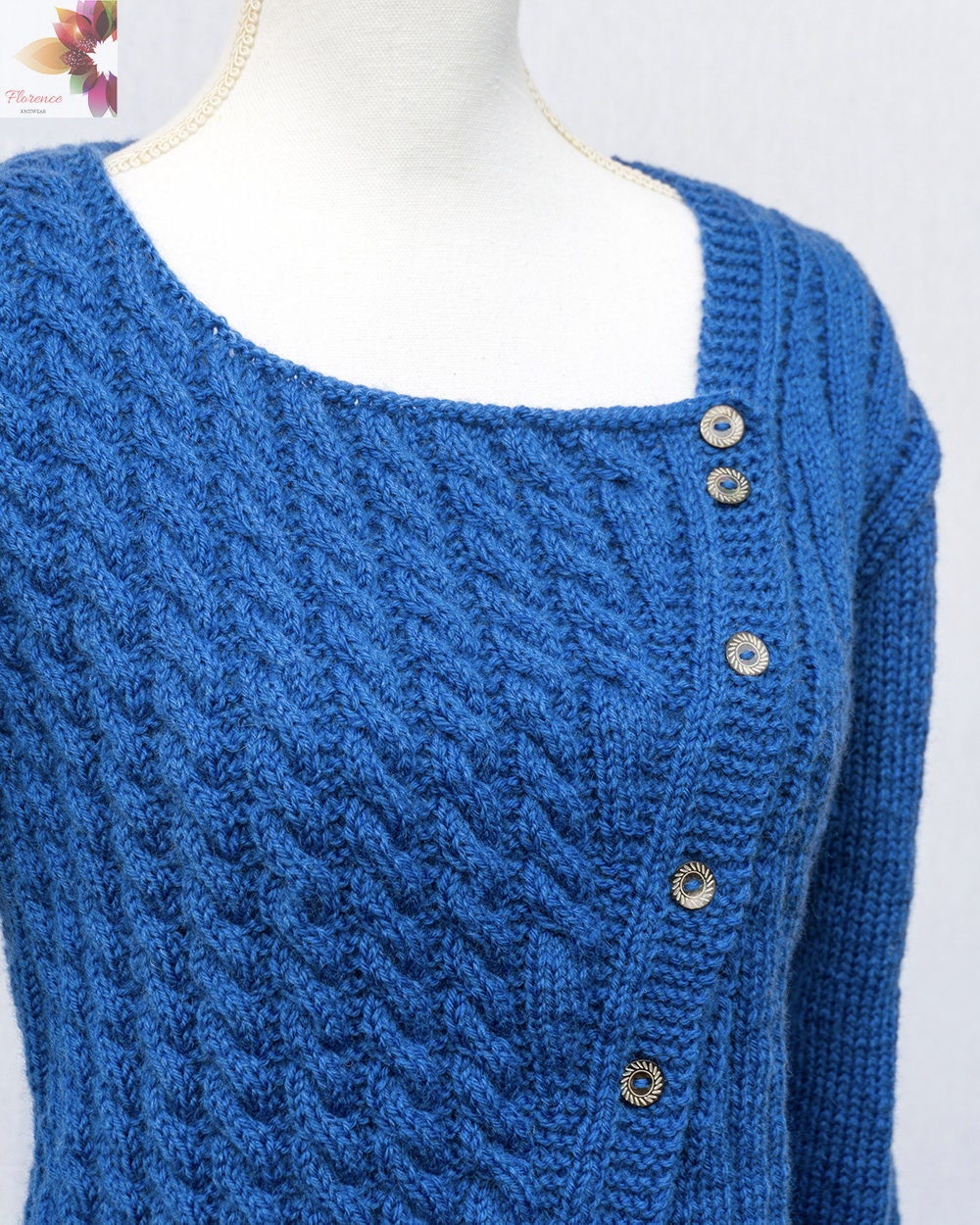 Hand-knitted Asymmetric Cardigan: Cable Knit Wool Sweater - Etsy