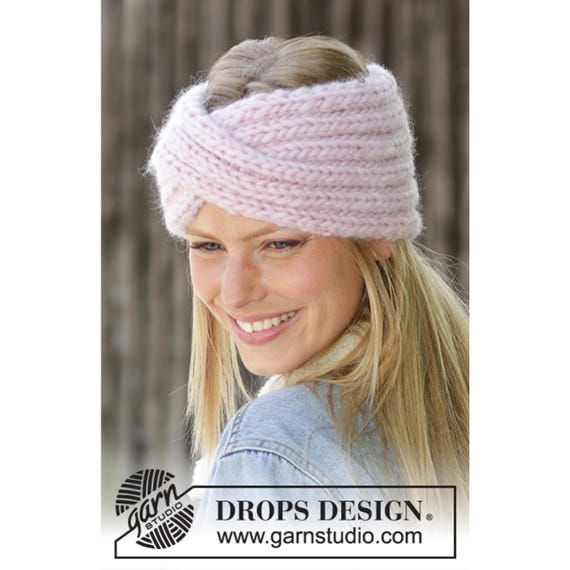 Fascia per capelli da donna lavorata a maglia con fiocco e treccia, con interno in morbido pile, SB1024