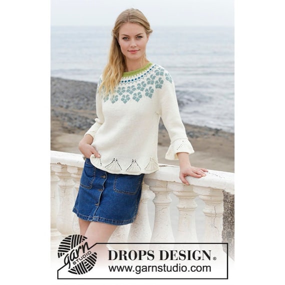 Printemps t pull femme fait la main en coton et laine m rinos
