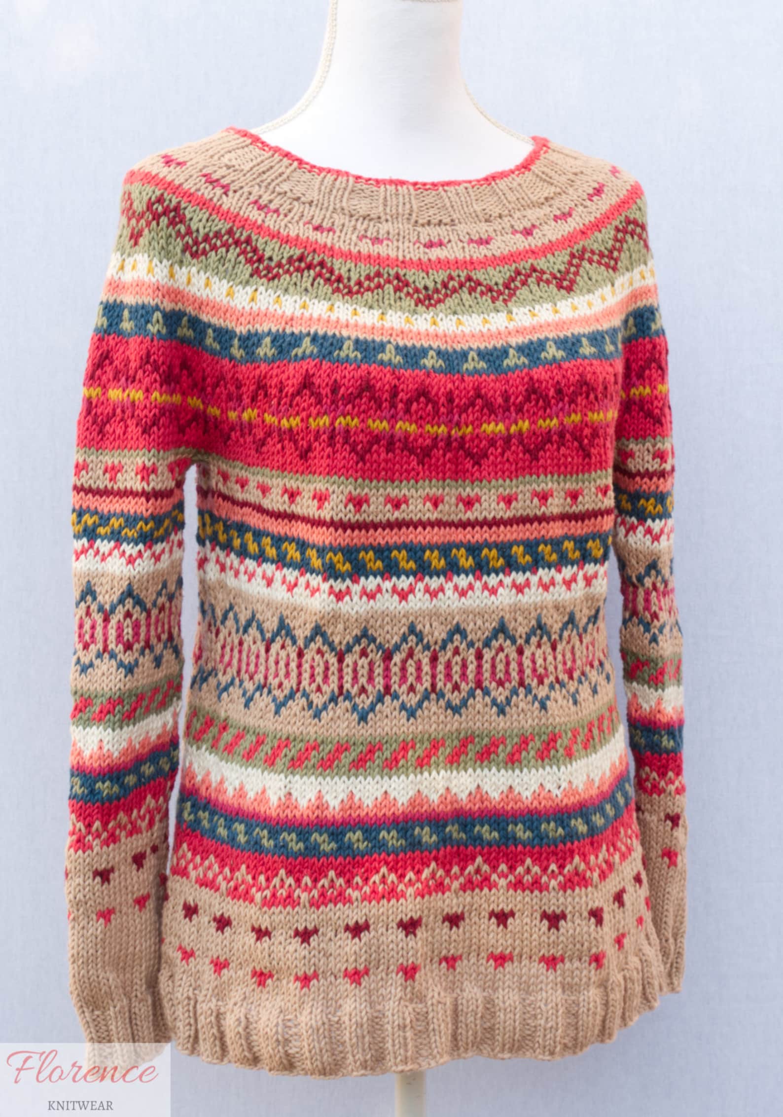Spring Summer Hand Knitted Women's Jumper, Cotton Nordic Sweater