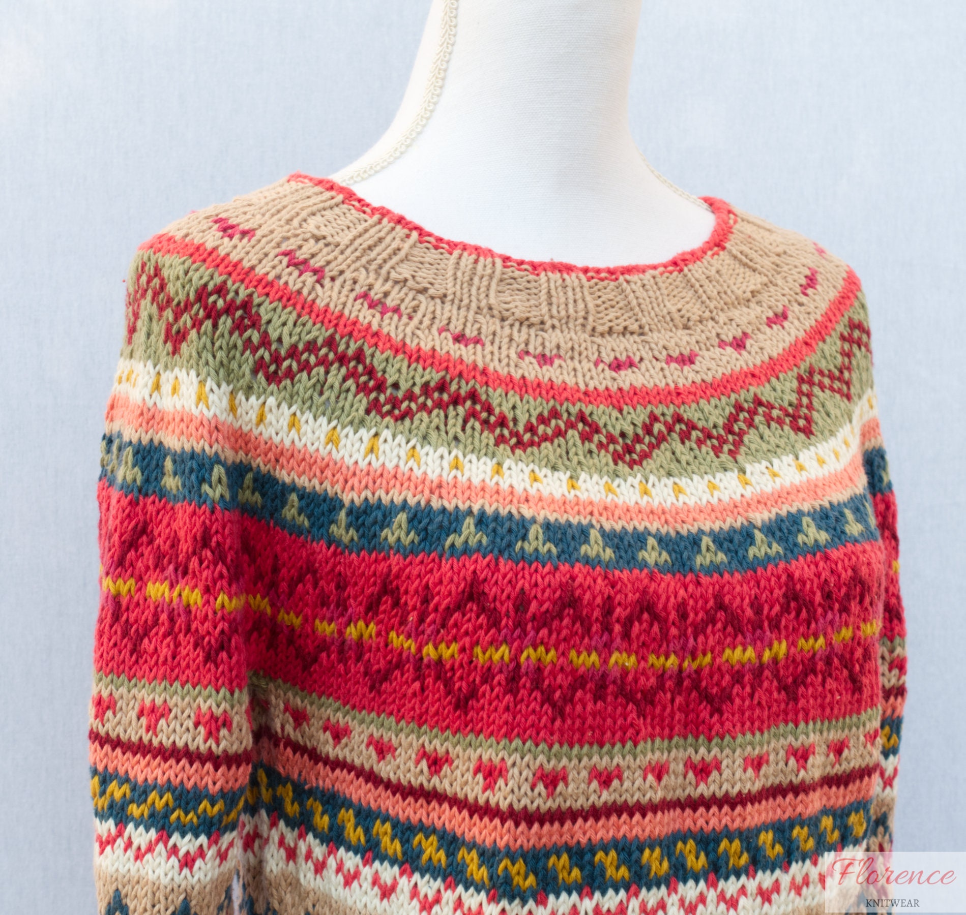 Spring Summer Hand Knitted Women's Jumper, Cotton Nordic Sweater