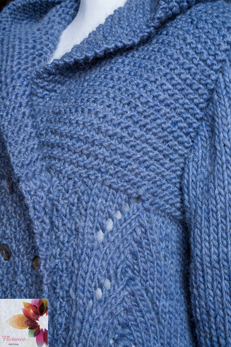Hand Knitted Wool Hooded Jacket Cardigan Ladies Cut - Stripe Anu