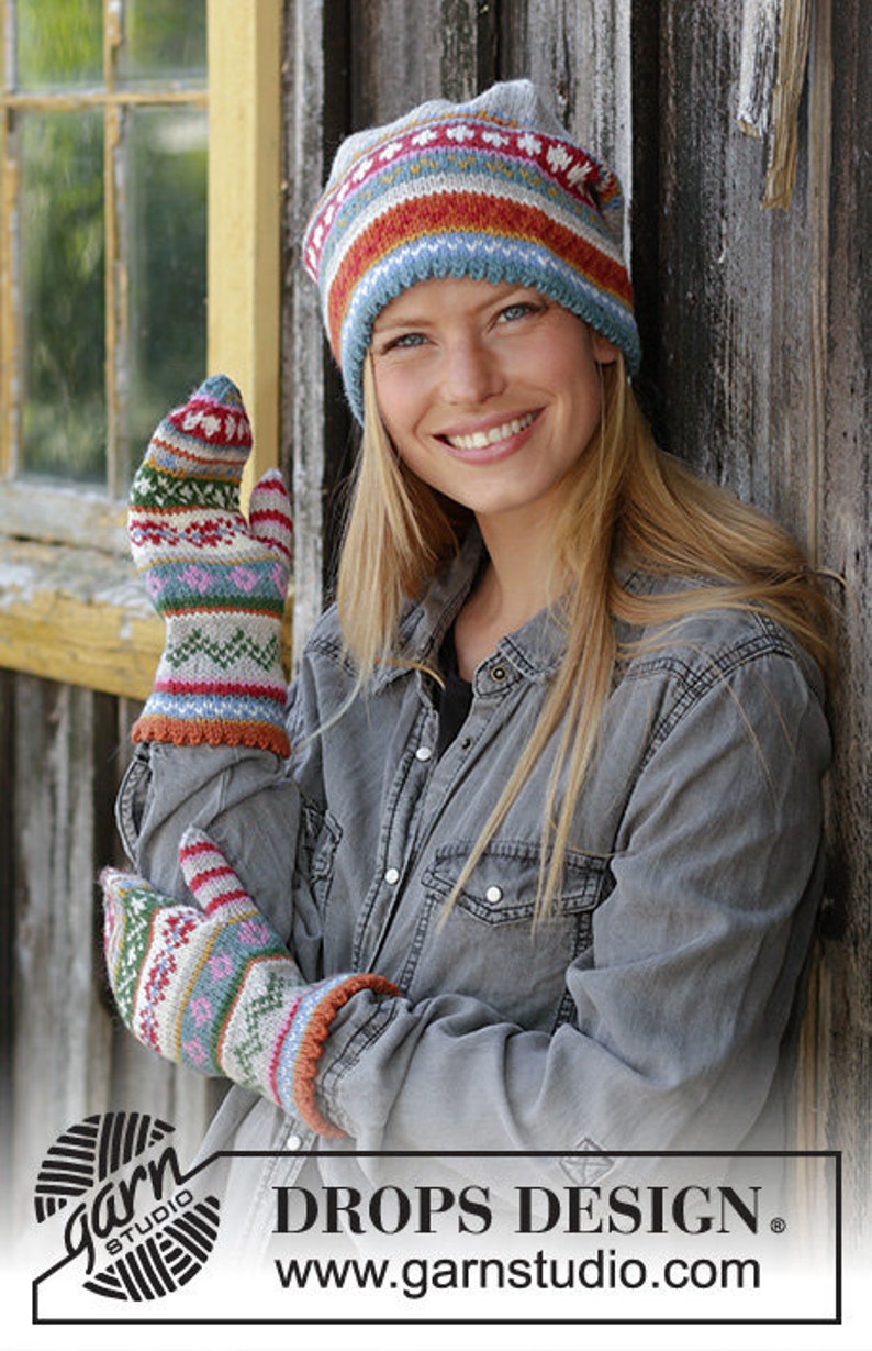 Hand Knitted Women's Mittens and Hat Nordic Hat Etsy