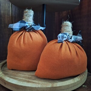Farmhouse Fabric Pumpkins, Tiered Tray Pumpkin, Small Pumpkin, Orange Pumpkin, Table Top Pumpkin, Buffalo Check Fall Decor, Farmhouse Fall