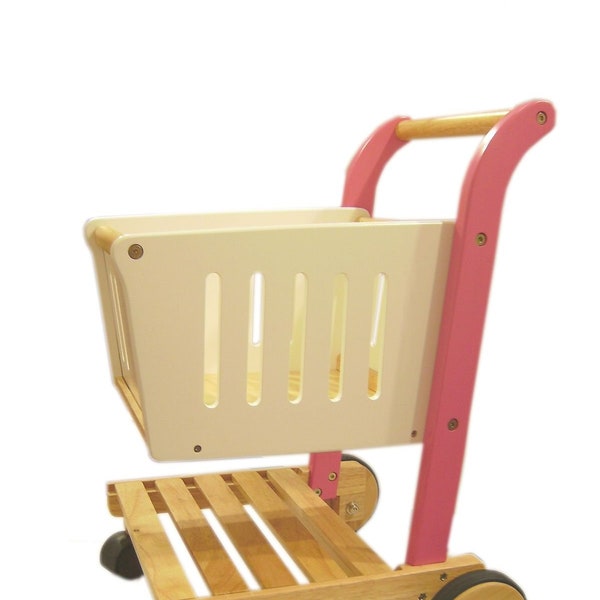 wooden Shopping cart, Shopping trolley in Pink