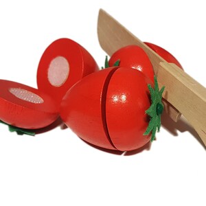 Roma tomatoes to cut made of wood image 4