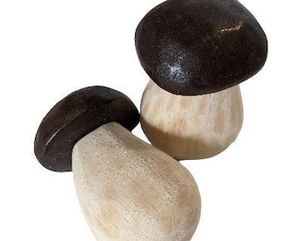 Porcini mushroom hand carved wooden shop vegetables