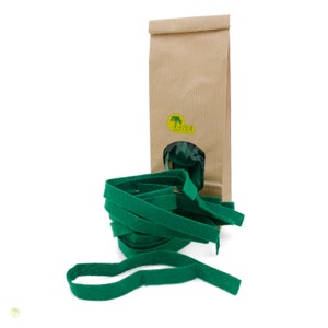 Set of 3 dark green felt pasta in a paper bag, 10 pieces each. Tagiatelle Farfalle Ravioli