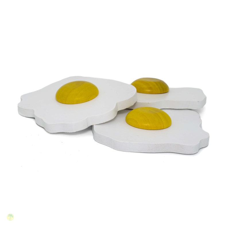 Wooden Play Food Egg Sunny Side up, Miniature Food, Role Play Grocery Shop accessoires, Pretend Play Kitchen image 2