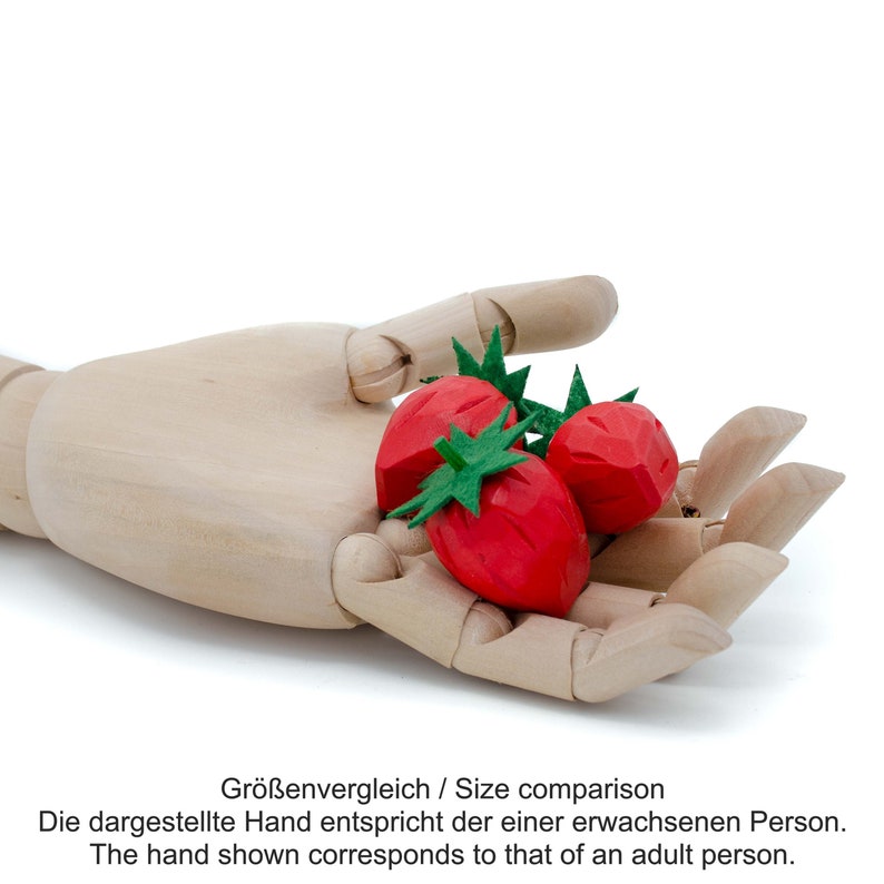 wooden Strawberry, handcarved grocery items image 3