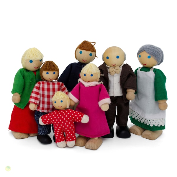 Accessoires de maison de poupée familiale de poupée pliante à 7 membres