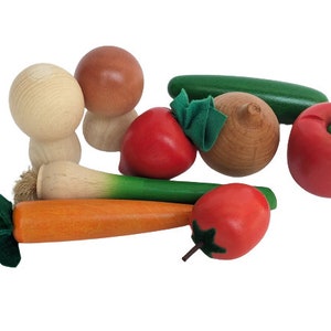 nine-part wooden vegetable assortment