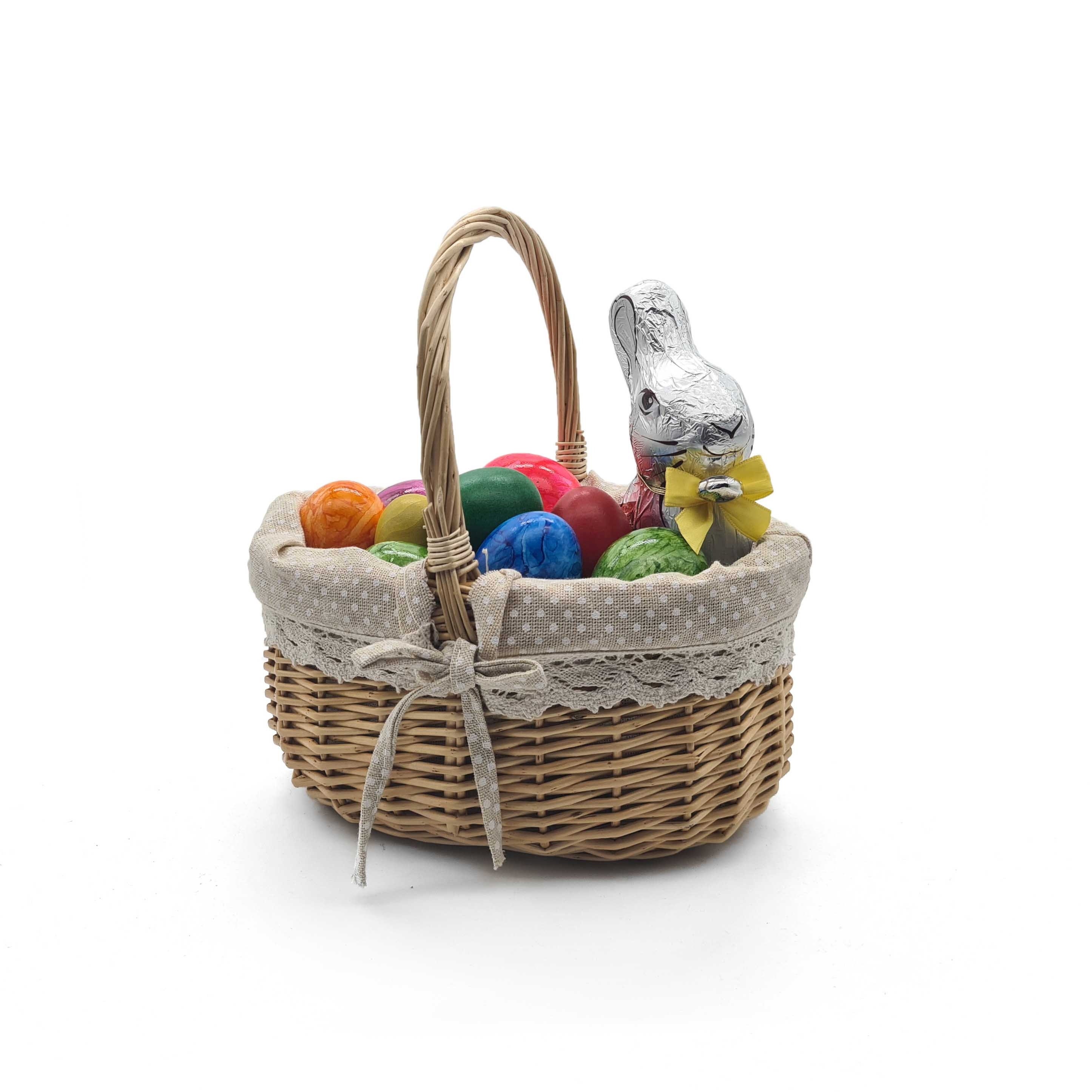 Estia Weidenkorb – Einkaufskörbchen Für Kaufladen Oder Ostern (26x25x20 Cm) Mit Polka-Dot-Inlay Weidenkorb Einkauf