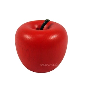 Red apple made of wood, shop fruit