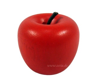 Red apple made of wood, shop fruit