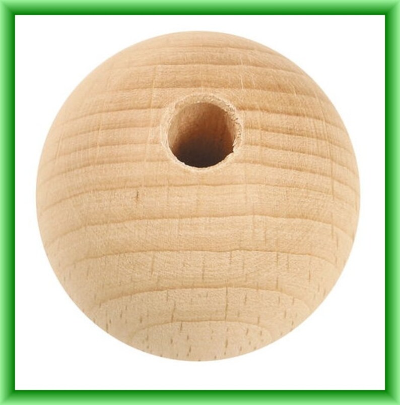 Wooden balls with half bore 40 mm 10 St wood bead