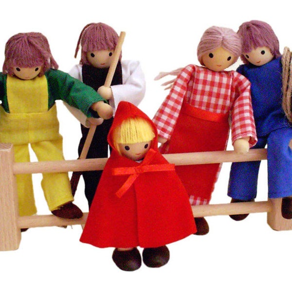 Flexible puppets peasant family, 5 dolls