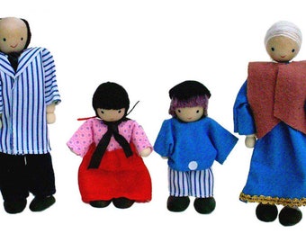 4-piece bending doll set, grandparents and grandchildren