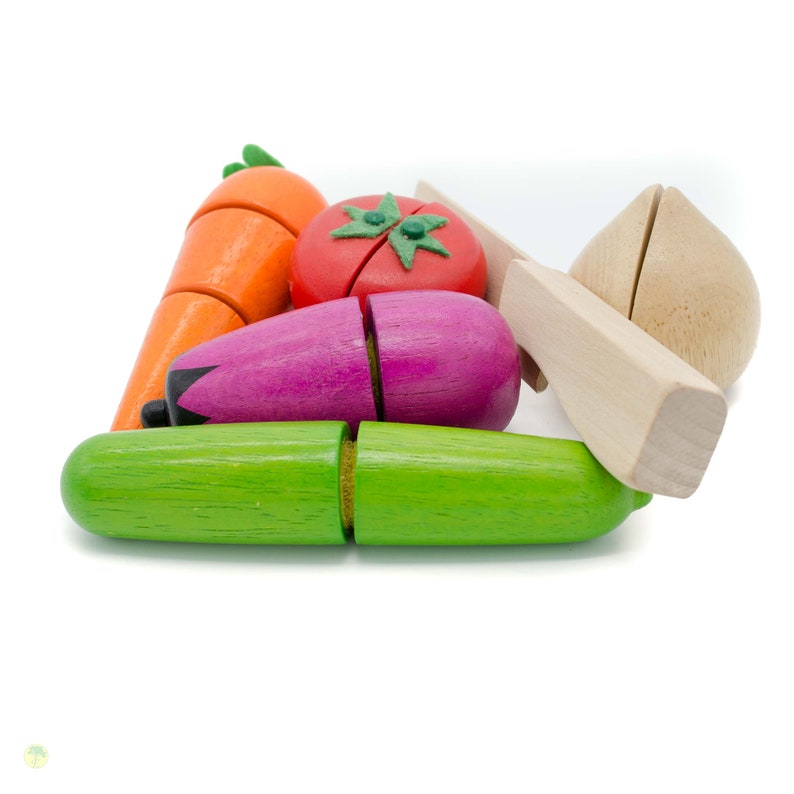 Schneidesortiment Gemüse Kaufladenzubehör aus Holz Bild 1