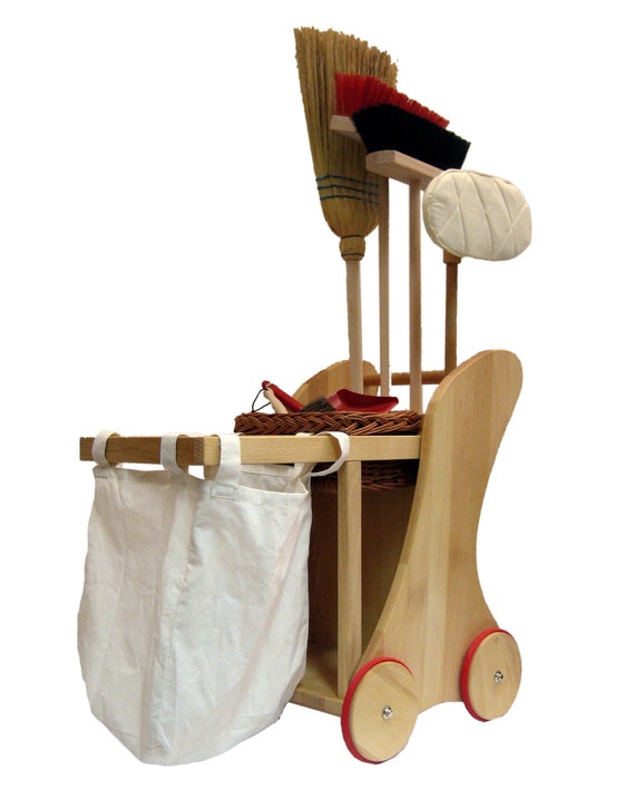 Chariot de nettoyage Montessori 11 pièces en bois pour enfants