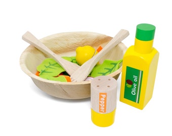 Salatset aus Holz  Kinderküchenzubehör