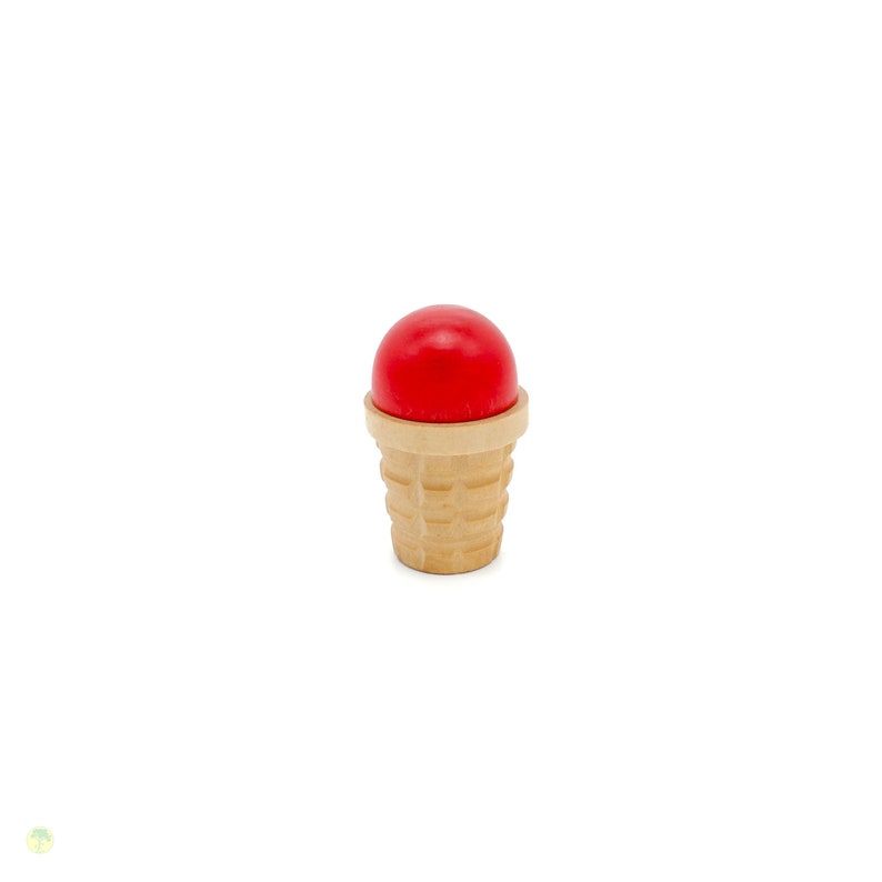 Wooden Play Food Eis cream in cone Rot - Strawberry