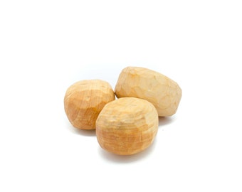 wooden potato, handcarved grocery items