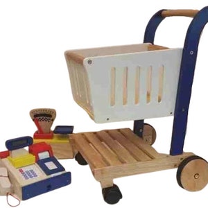 Shopping Cart w. Cash and scanner, blue red yellow