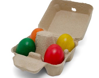 Wooden Play Food Coloured Eggs, Miniature Food, Role Play Grocery Shop accessoires, Pretend Play Kitchen