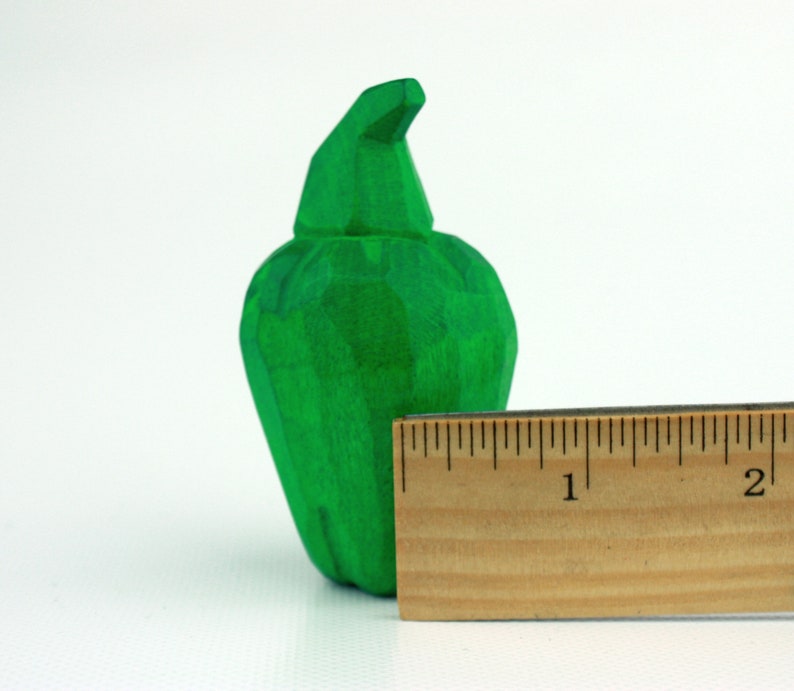 wooden green sweet pepper, hand-carved image 4