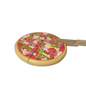 Wooden Play Food Pizza Capricciosa to cut