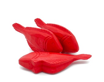 Red Fish, handcarved,  Miniature Food, Role Play Grocery Shop accessoires, Pretend Play Kitchen