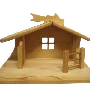 Large Creche, Nativity Scene or Crib made of beech wood